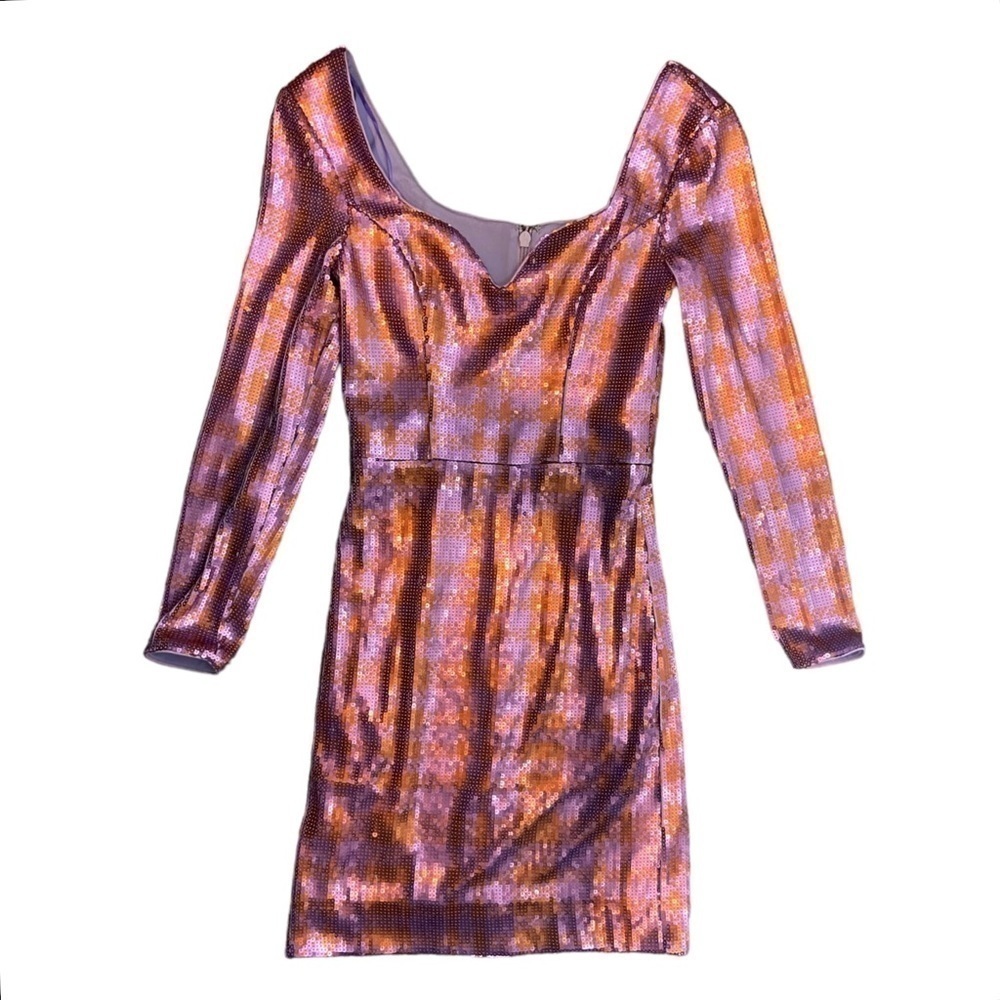 Dress the Population Plaid Sequined Mini Dress